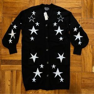 Anthropologie button front long star sweater
